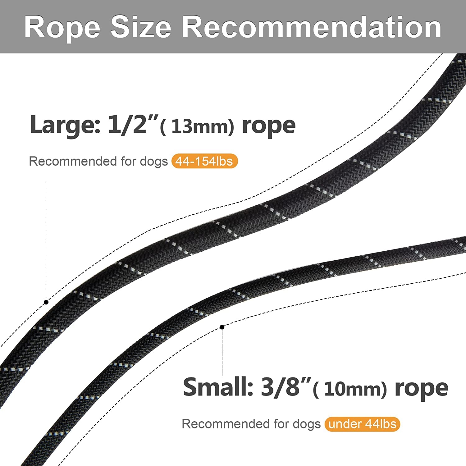 Durable Slip Lead Dog Leash, 6 FT X 3/8" Heavy Duty Dog Loop Leash, Comfortable Strong Rope Slip Leash for Small Dogs and Puppies, No Pull Pet Training Leash with Highly Reflective (3/8", Black)