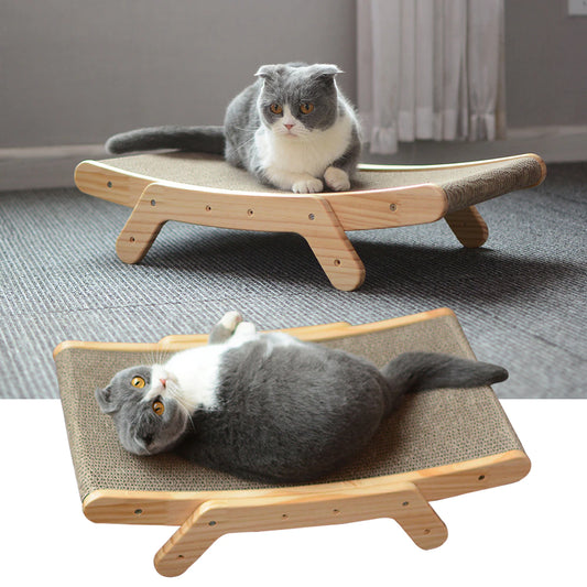 Purrfect Wooden Cat Scratcher Scraper Detachable Lounge Bed 3 in 1 Scratching Post for Cats Training Grinding Claw Toys Cat Scratch Board