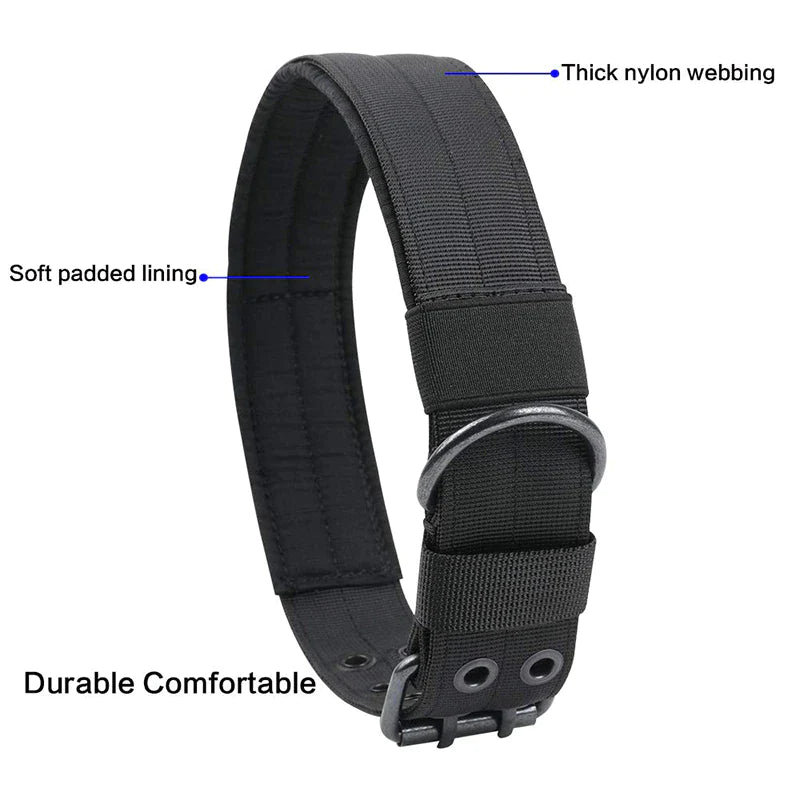 Pawfectly 2" Wide Tactical Heavy Duty Nylon Large Dog Collar K9 Military with Metal Buckle