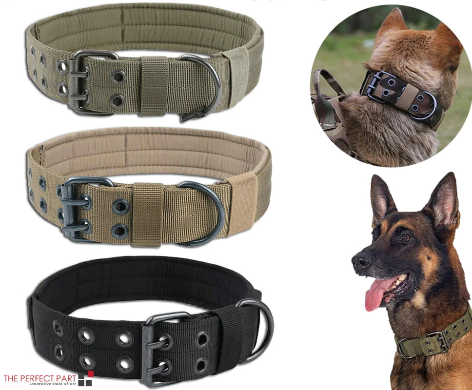 Pawfectly 2" Wide Tactical Heavy Duty Nylon Large Dog Collar K9 Military with Metal Buckle