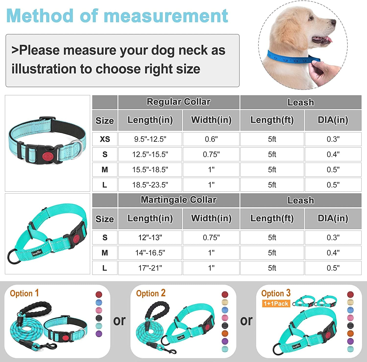 Pawfectly 2 Packs Martingale Dog Collar with Quick Release Buckle Reflective Dog Training Collars for Small Medium Large Dogs