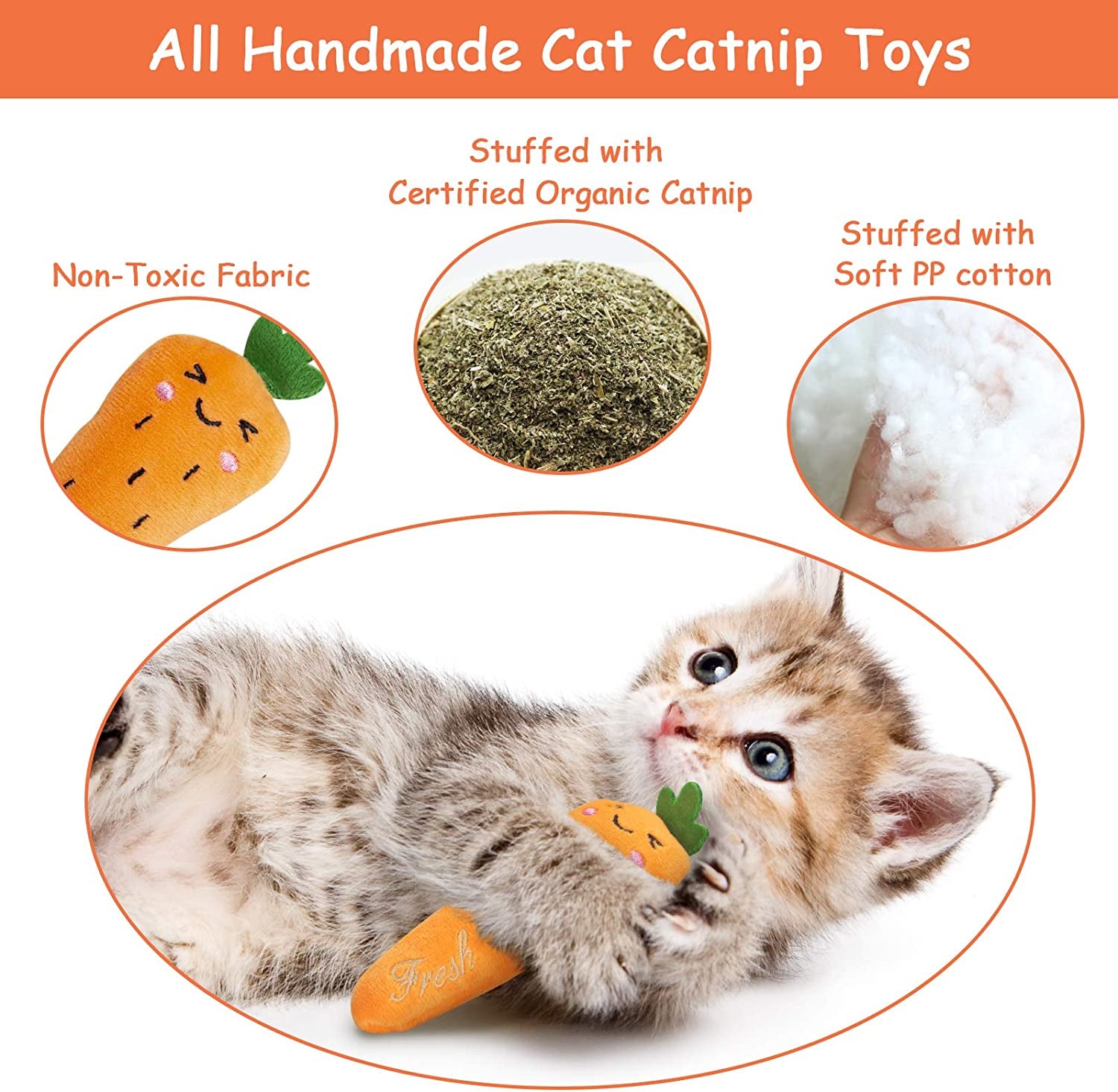 Purrfect Catnip Toys, Cat Toys, Catnip Toys for Cats, Cat Toys with Catnip, Cat Toys for Indoor Cats, Interactive Cat Toy, Cat Chew Toy, Cat Pillow Toys, Cat Toys for Kittens Kitty