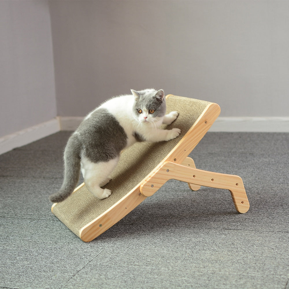 Purrfect Wooden Cat Scratcher Scraper Detachable Lounge Bed 3 in 1 Scratching Post for Cats Training Grinding Claw Toys Cat Scratch Board