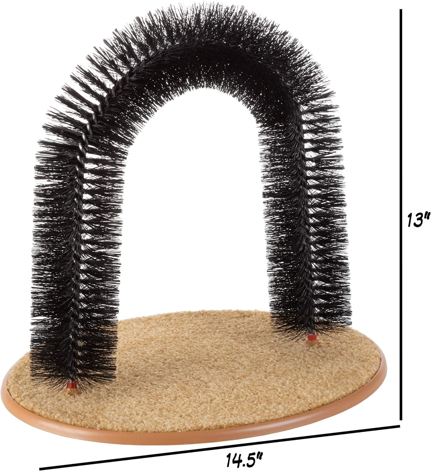 Purrfect Cat Self-Groomer - Bristle Ring Brush Cat Arch with Carpeted Base, Back Scratcher and Massager for Controlling Shedding and Claws by  (Black)