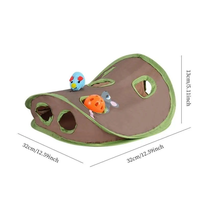 Purrfect 9-Hole Tunnel Cat Toy (1 Piece), Foldable Interactive Cat Toy, Pet Play Toy for Indoor & Outdoor