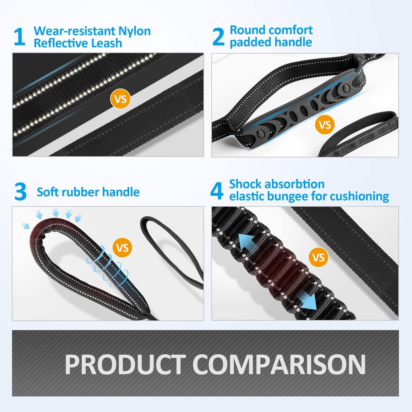 Pawfectly Multifunctional Leash with Car Seatbelt for Large, Medium Dogs, Adjustable, 4-6 FT Strong Bungee Leash