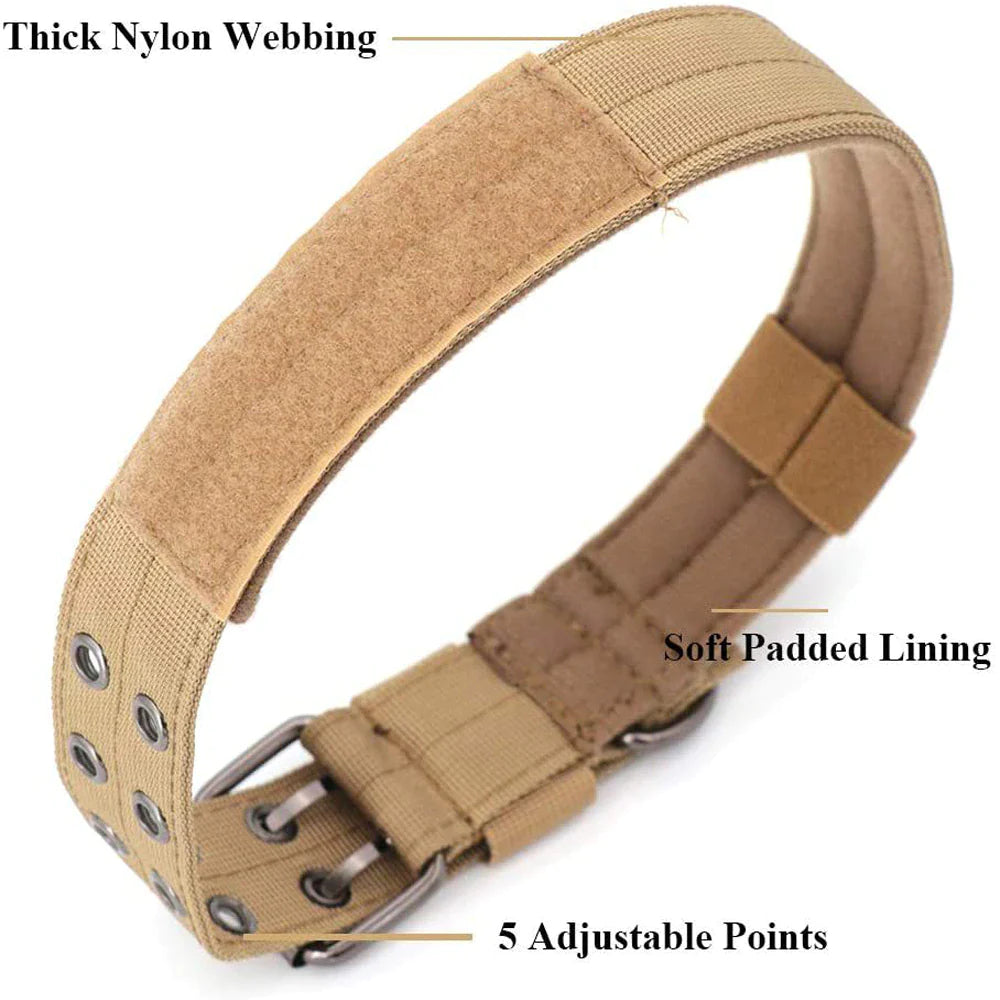 Pawfectly 2" Wide Tactical Heavy Duty Nylon Large Dog Collar K9 Military with Metal Buckle