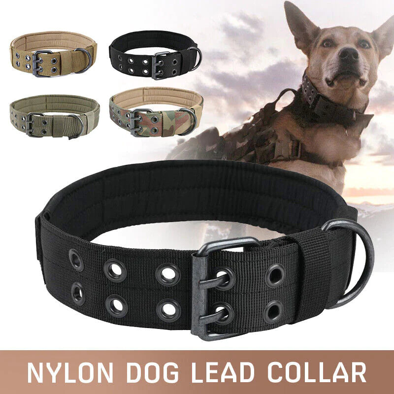 Pawfectly 2" Wide Tactical Heavy Duty Nylon Large Dog Collar K9 Military with Metal Buckle