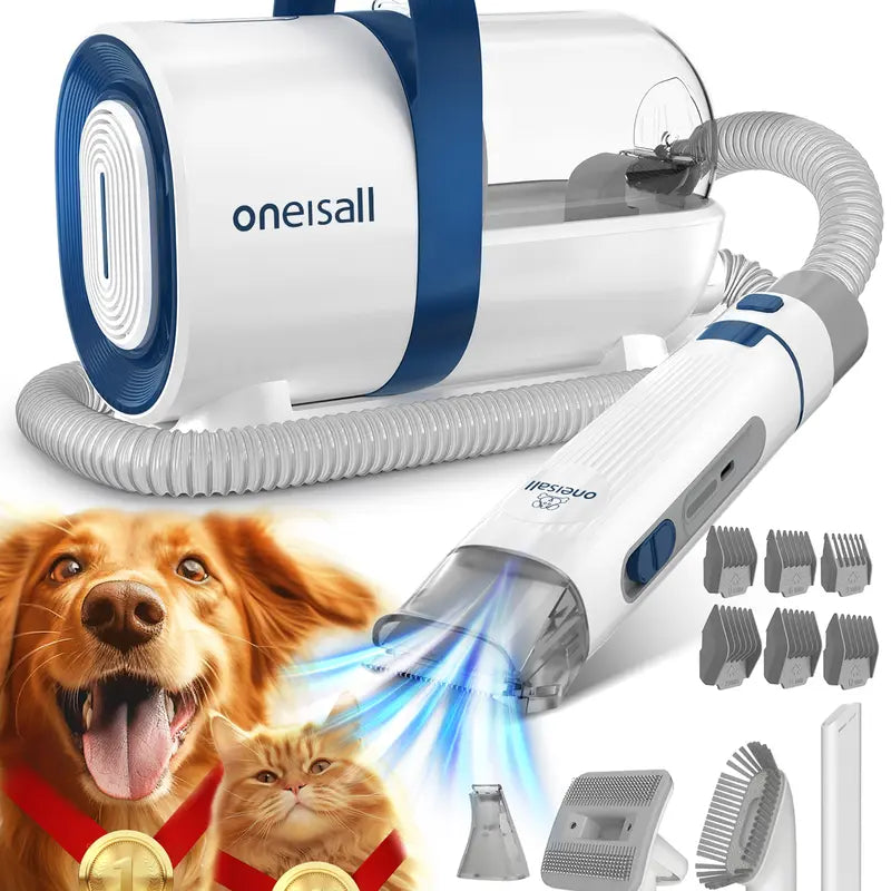 Pawfectly Oneisall Dog Hair Vacuum & Dog Grooming Kit, Pet Grooming Vacuum with Pet Clipper Nail Grinder, 1.5L Dust Cup Dog Brush Vacuum with 7 Pet Grooming Tools for Shedding Pet Hair, Home Cleaning