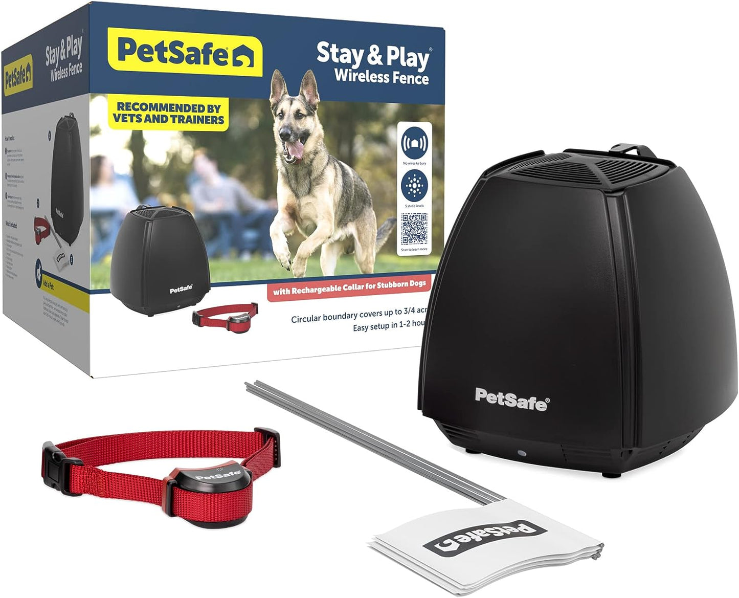 Pawfectly Stay & Play Wireless Pet Fence for Stubborn Dogs - No Wire Circular Boundary, Secure 3/4-Acre Yard, for Dogs 5Lbs+, America'S Safest Wireless Fence from Parent Company INVISIBLE FENCE Brand