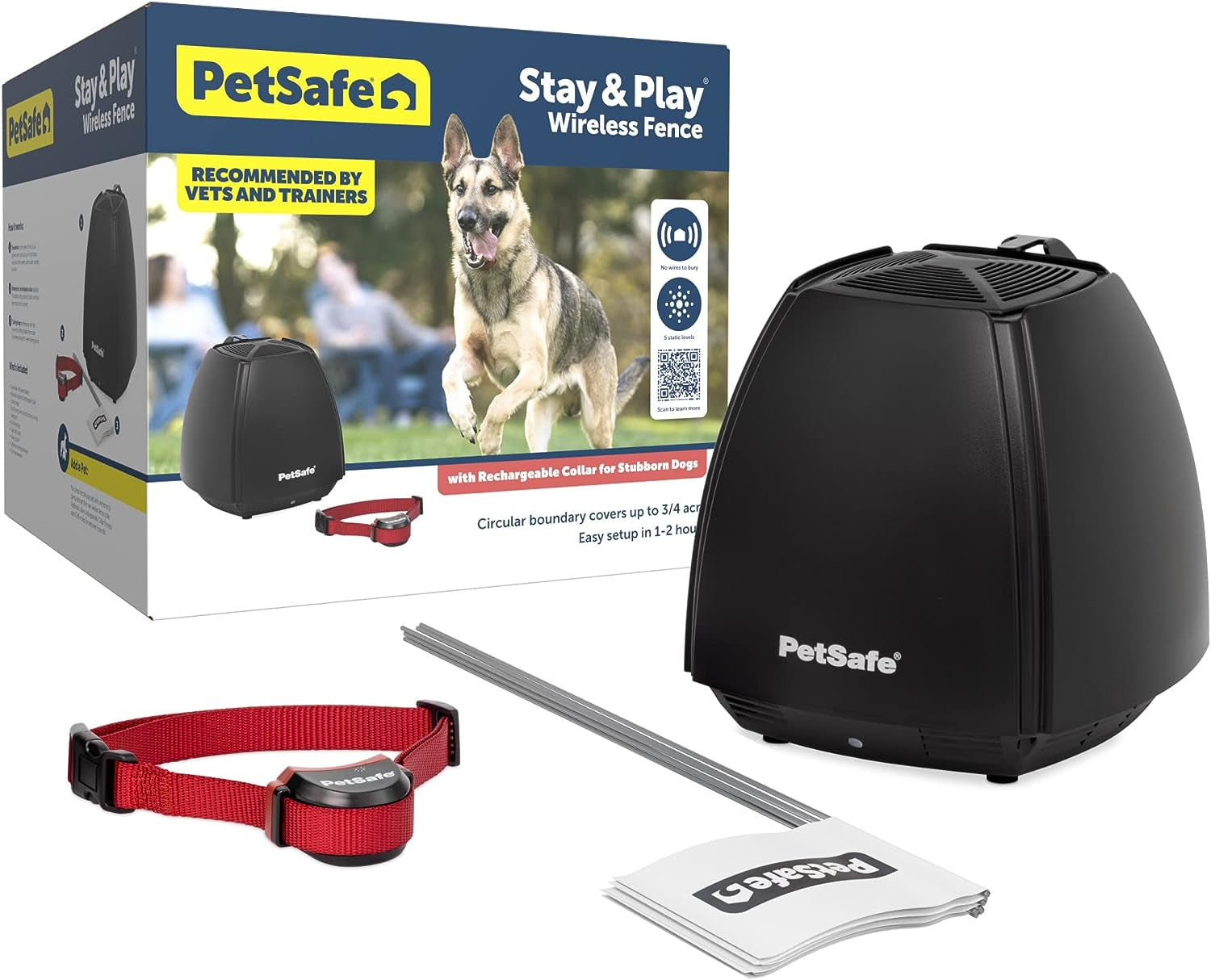 Pawfectly Stay & Play Wireless Pet Fence for Stubborn Dogs - No Wire Circular Boundary, Secure 3/4-Acre Yard, for Dogs 5Lbs+, America'S Safest Wireless Fence from Parent Company INVISIBLE FENCE Brand