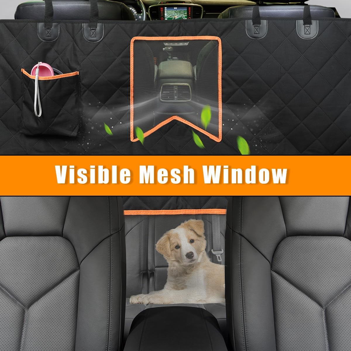 Pawfectly Dog Car Seat Cover for Back Seat, 100% Waterproof Dog Seat Cover with Mesh Window, Anti-Scratch Nonslip Durable Soft Pet Dog Car Hammock for Cars Trucks and SUV