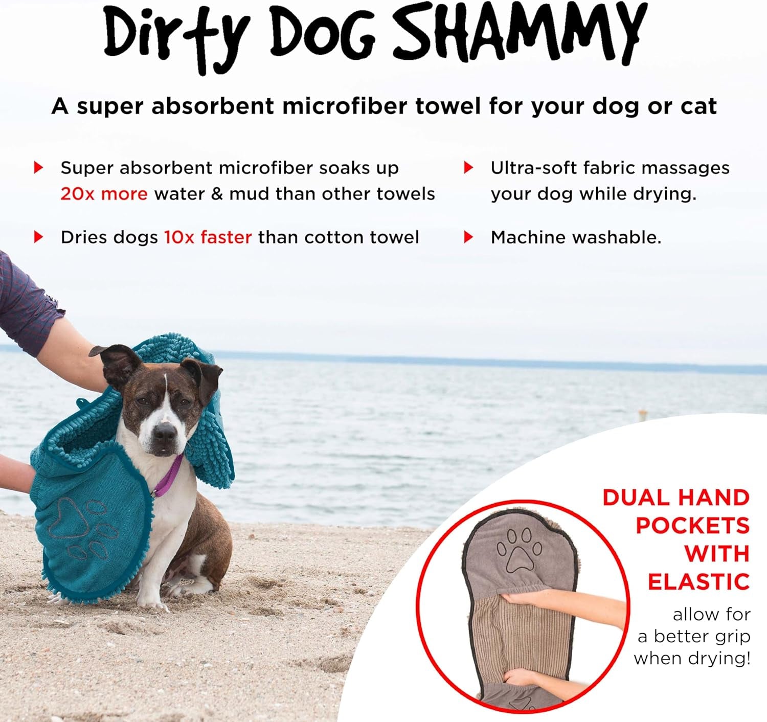 Pawfectly Shammy Dog Towels for Drying Dogs - Heavy Duty Soft Microfiber Bath Towel - Super Absorbent, Quick Drying, & Machine Washable - Must Have Dog & Cat Bathing Supplies 