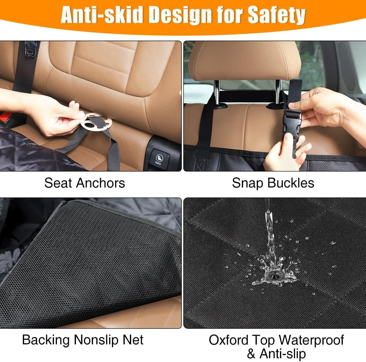 Pawfectly Dog Car Seat Cover for Back Seat, 100% Waterproof Dog Seat Cover with Mesh Window, Anti-Scratch Nonslip Durable Soft Pet Dog Car Hammock for Cars Trucks and SUV