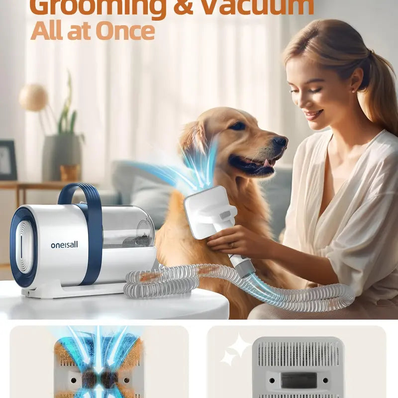 Pawfectly Oneisall Dog Hair Vacuum & Dog Grooming Kit, Pet Grooming Vacuum with Pet Clipper Nail Grinder, 1.5L Dust Cup Dog Brush Vacuum with 7 Pet Grooming Tools for Shedding Pet Hair, Home Cleaning