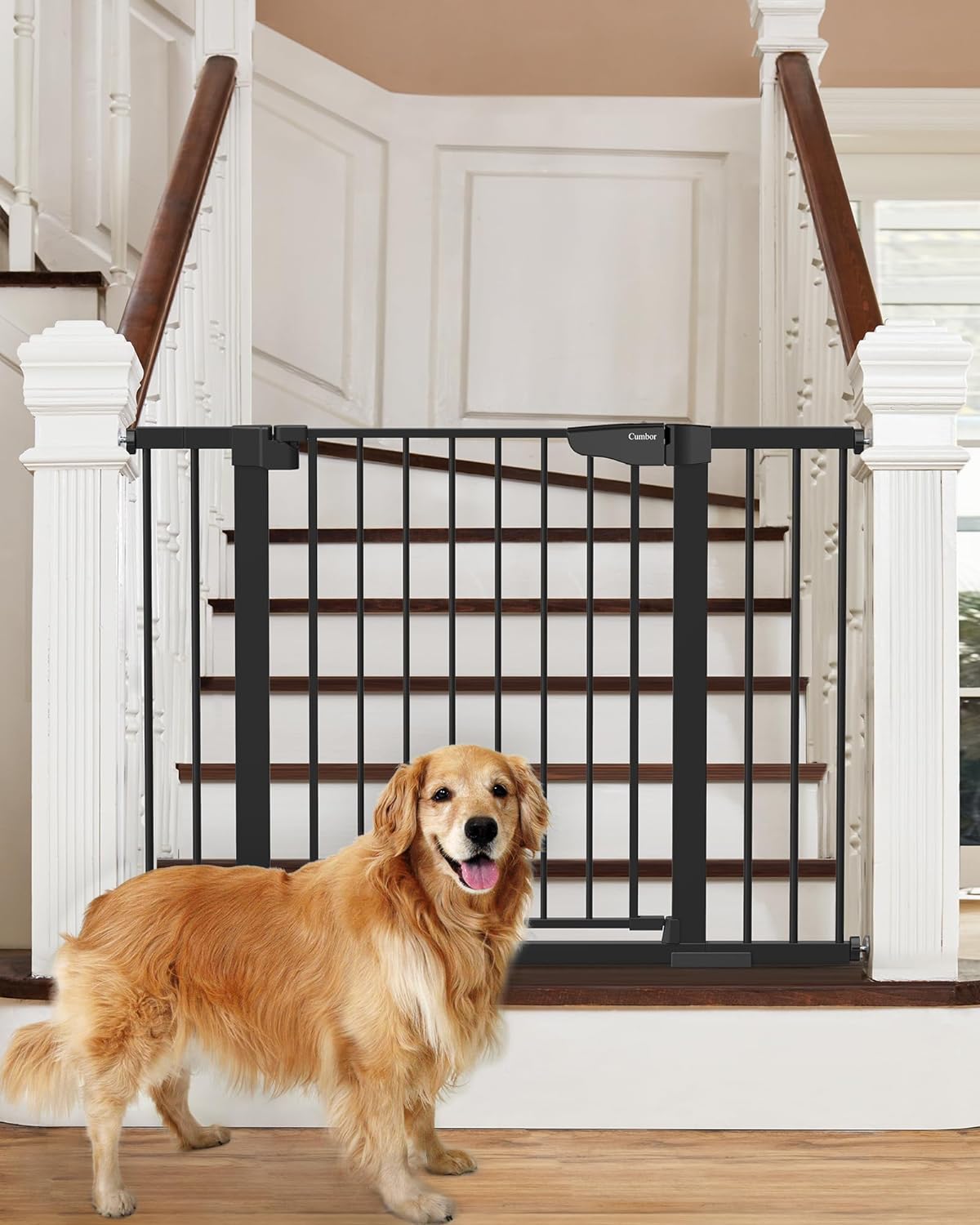 Pawfectly Purrfect Easy-Install Pressure-Mounted Pet Gate: Wide Walk-Thru Safety Barrier for Dogs and Cat