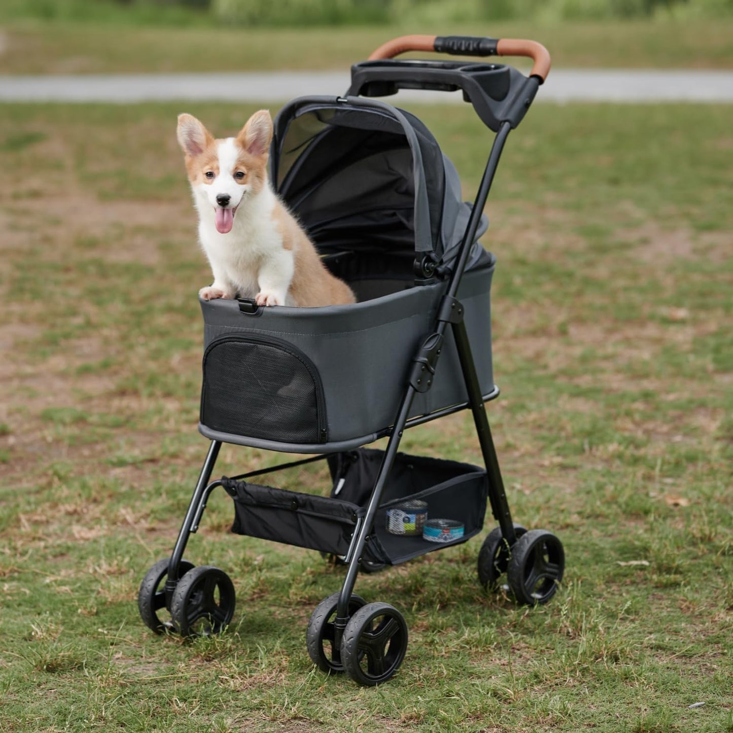 3-in-1 Pawfect Folding Pet Stroller: Foldable Design, Removable Carrier, Waterproof Pad, Sun Shade - Ideal for Small to Medium Dogs and Cats!