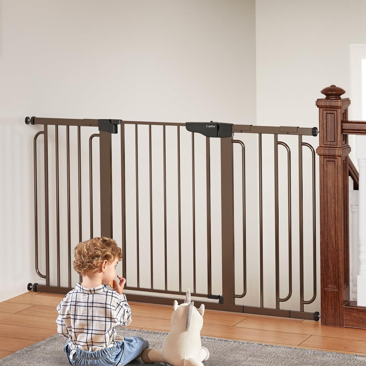 Pawfectly Purrfect Easy-Install Pressure-Mounted Pet Gate: Wide Walk-Thru Safety Barrier for Dogs and Cat