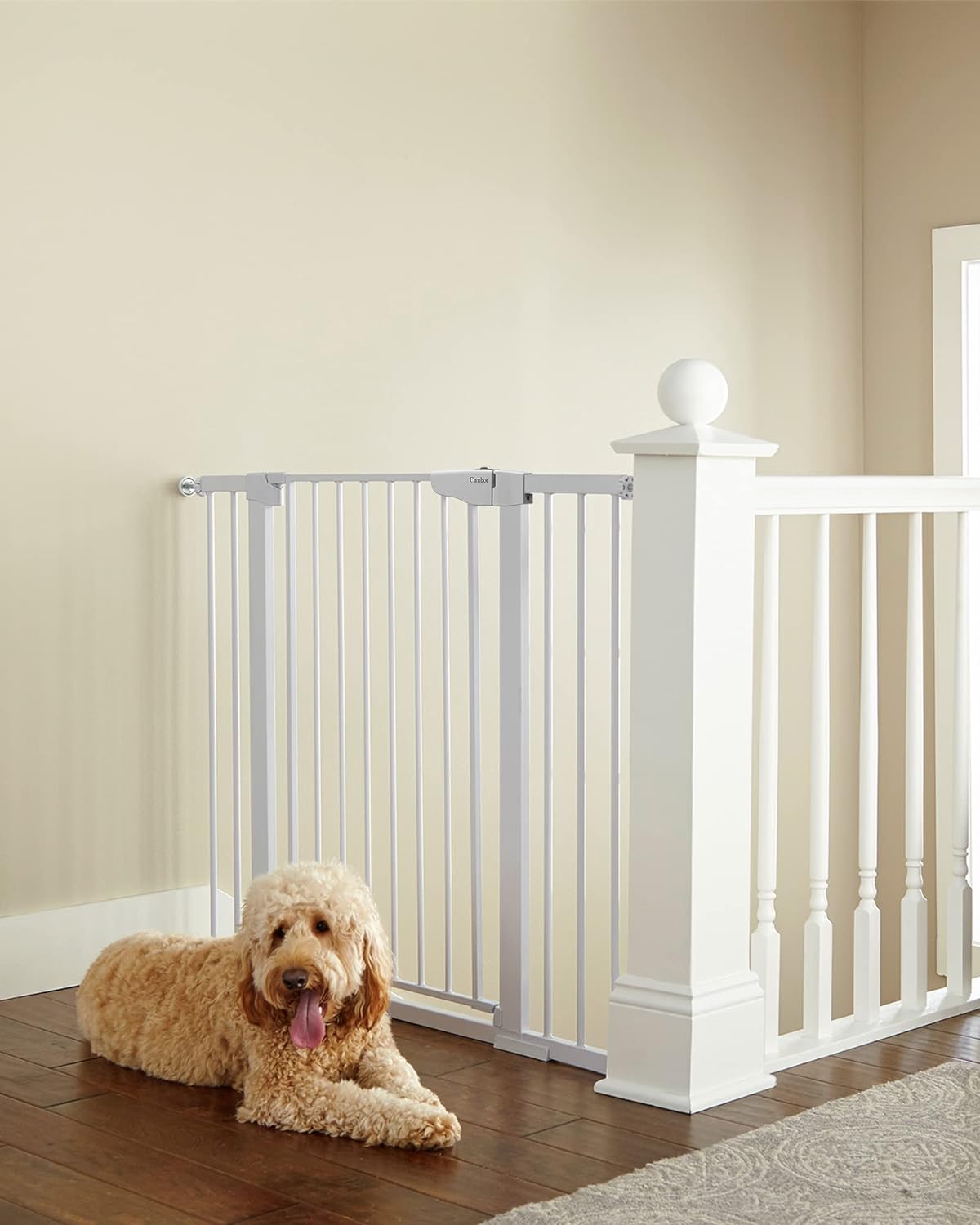 Pawfectly Purrfect Easy-Install Pressure-Mounted Pet Gate: Wide Walk-Thru Safety Barrier for Dogs and Cat