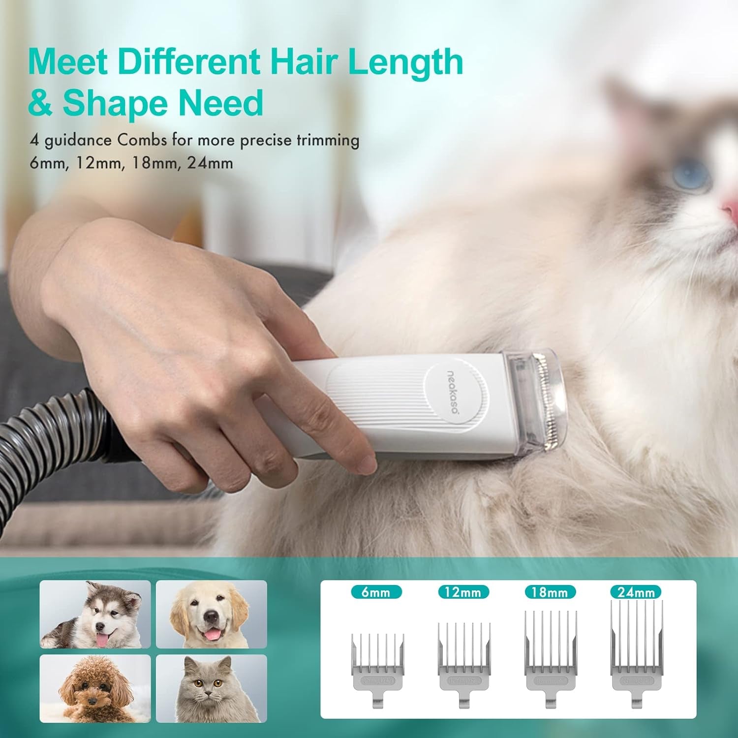 Pawfectly Ultimate Pet Grooming Bundle: Vacuum-Suction 99% Pet Hair, Pro Clippers with 5 Expert Tools for Dogs and Cats