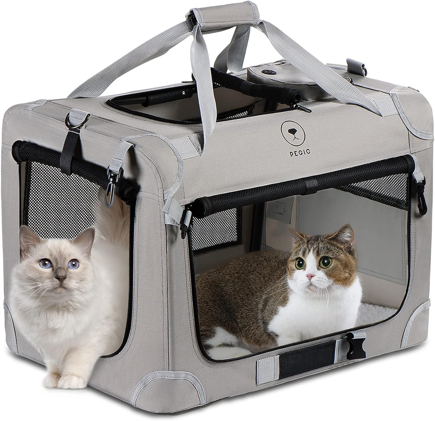 Pawfectly Purrfect Extra Large Cat Carrier for 2 Cats, Portable Soft Sided Large Pet Carrier for Traveling, Indoor and Outdoor Uses, 24"×16"×16"