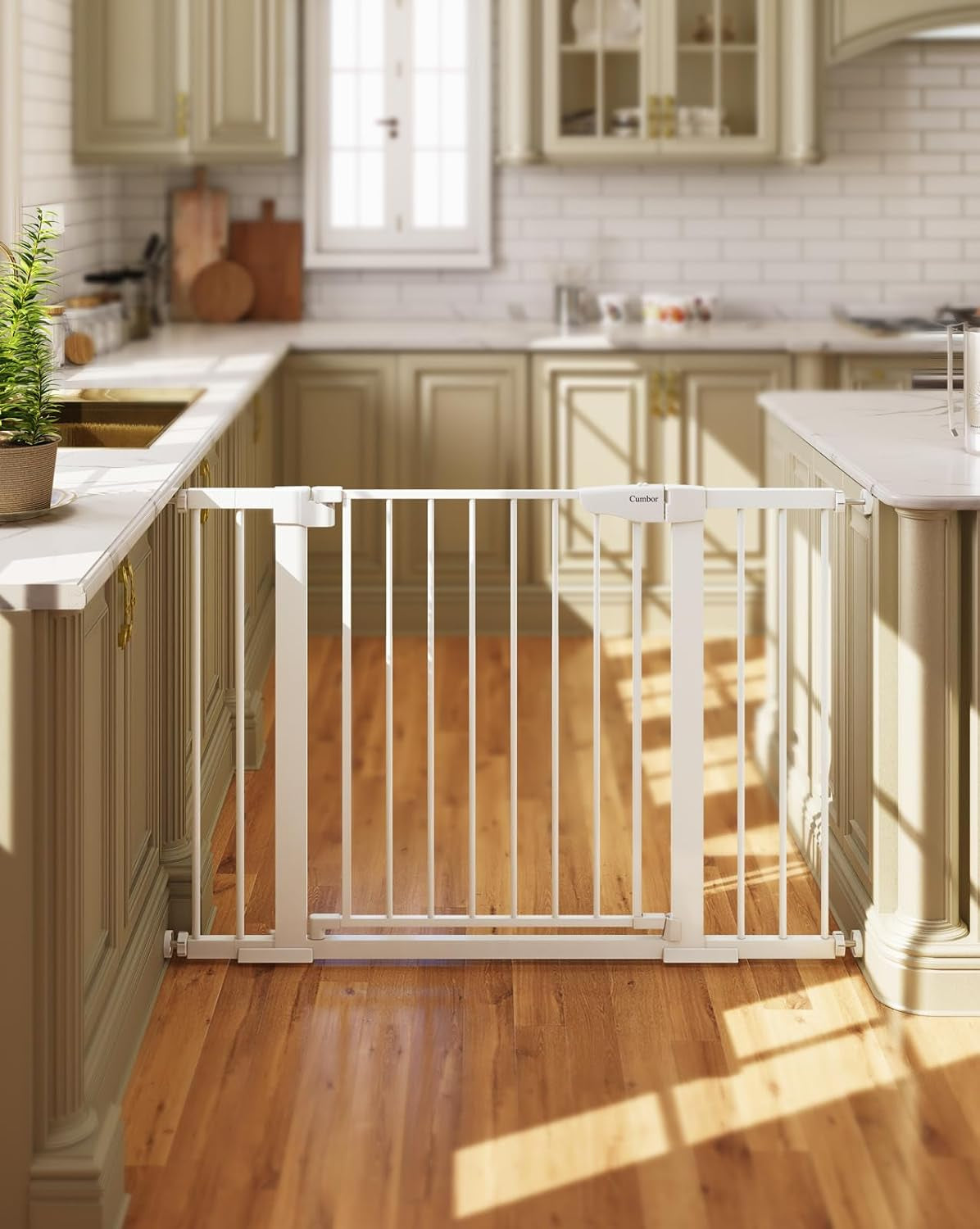 Pawfectly Purrfect Easy-Install Pressure-Mounted Pet Gate: Wide Walk-Thru Safety Barrier for Dogs and Cat